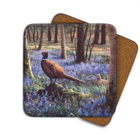 High-Quality Pheasant in Bluebells Coaster