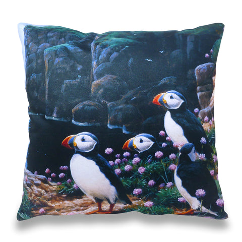 Puffins Cliff Edge Scatter Cushion