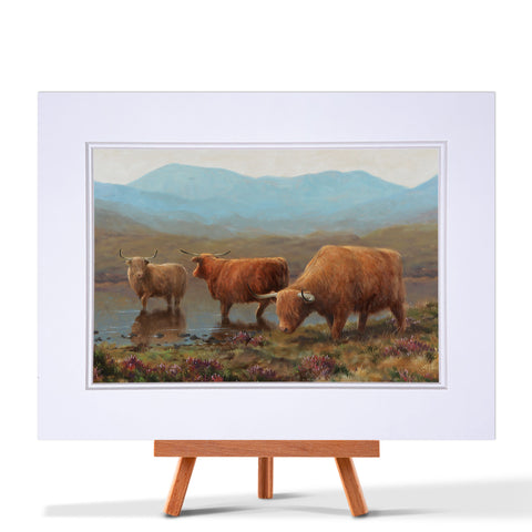 Highland Cattle Lake Fine Art Print